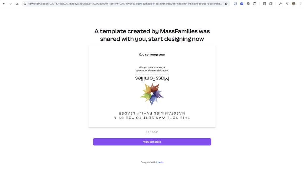 Screenshot of Canva template