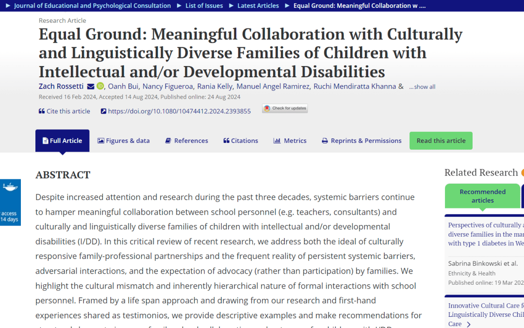 MassFamilies Co-Chair contributes to published journal article 🖊️